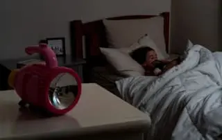 Little Kate sleeps soundly knowing her family's battery backup will keep the lights on.