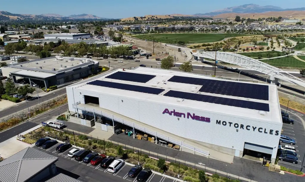 Commercial solar panels installed for Arlen Ness Motorcycles in Dublin, California