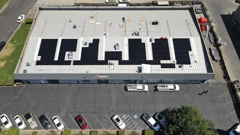commercial solar panels on roof