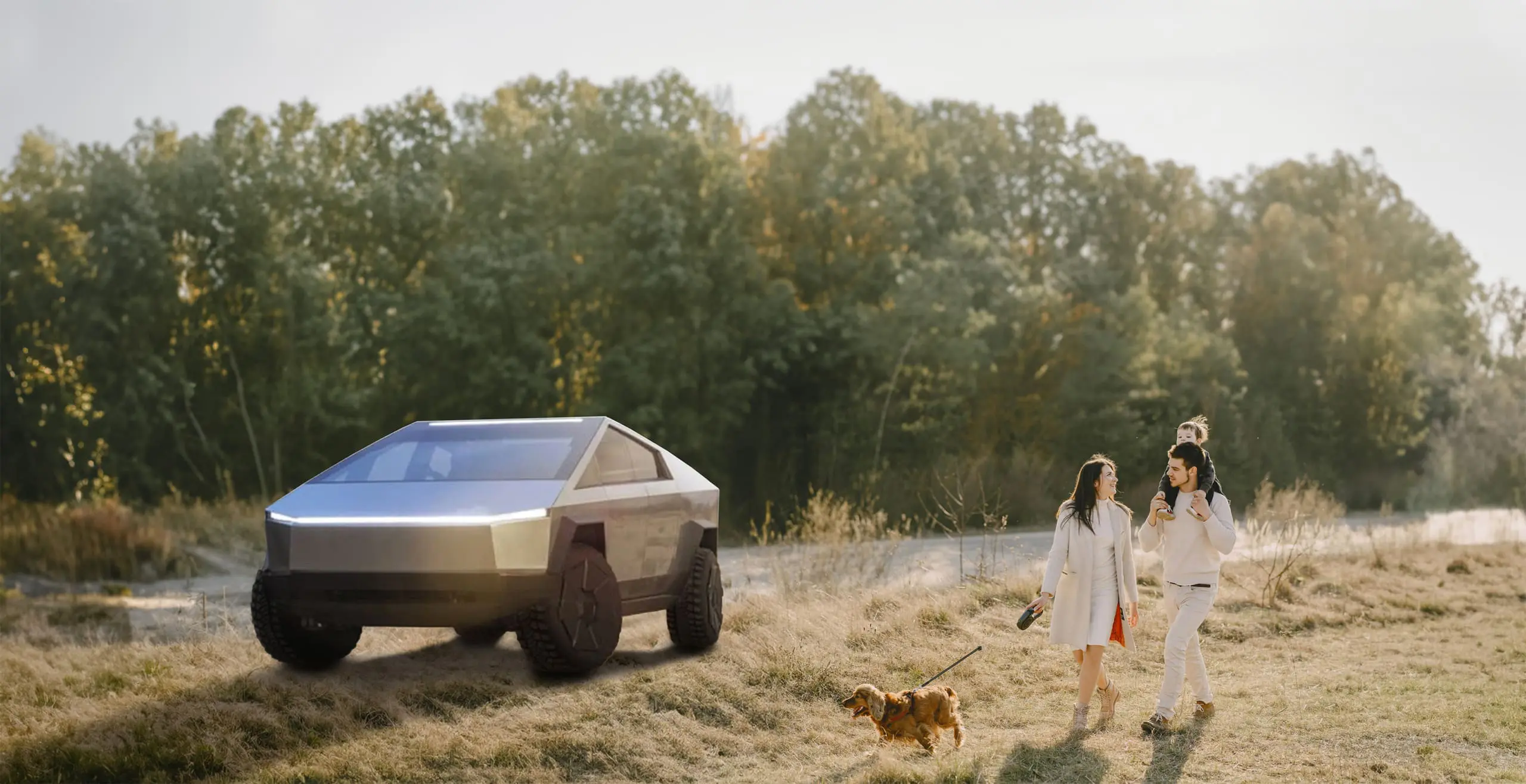 Tesla Truck and family tesla cybertruck and family