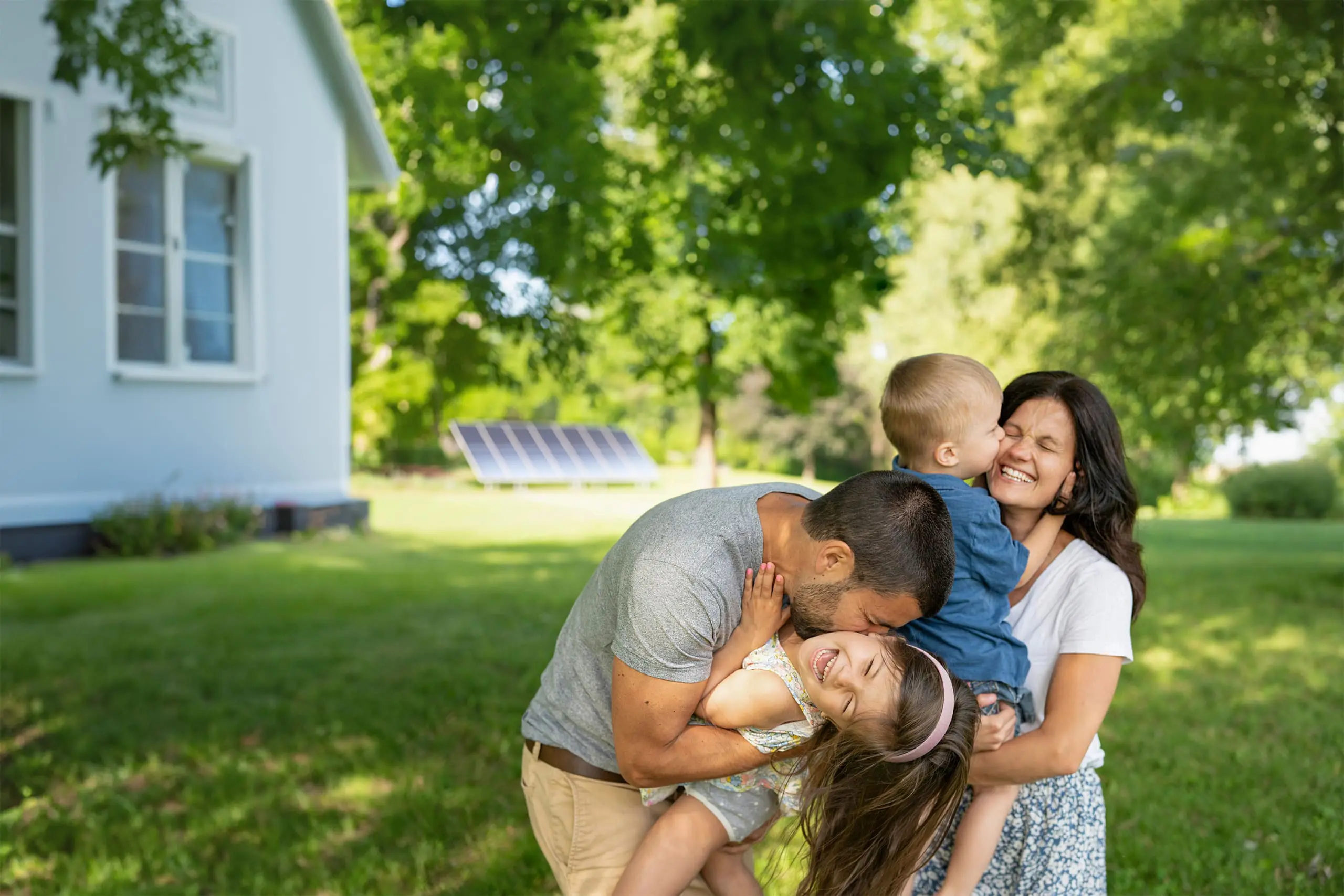 family in front yard