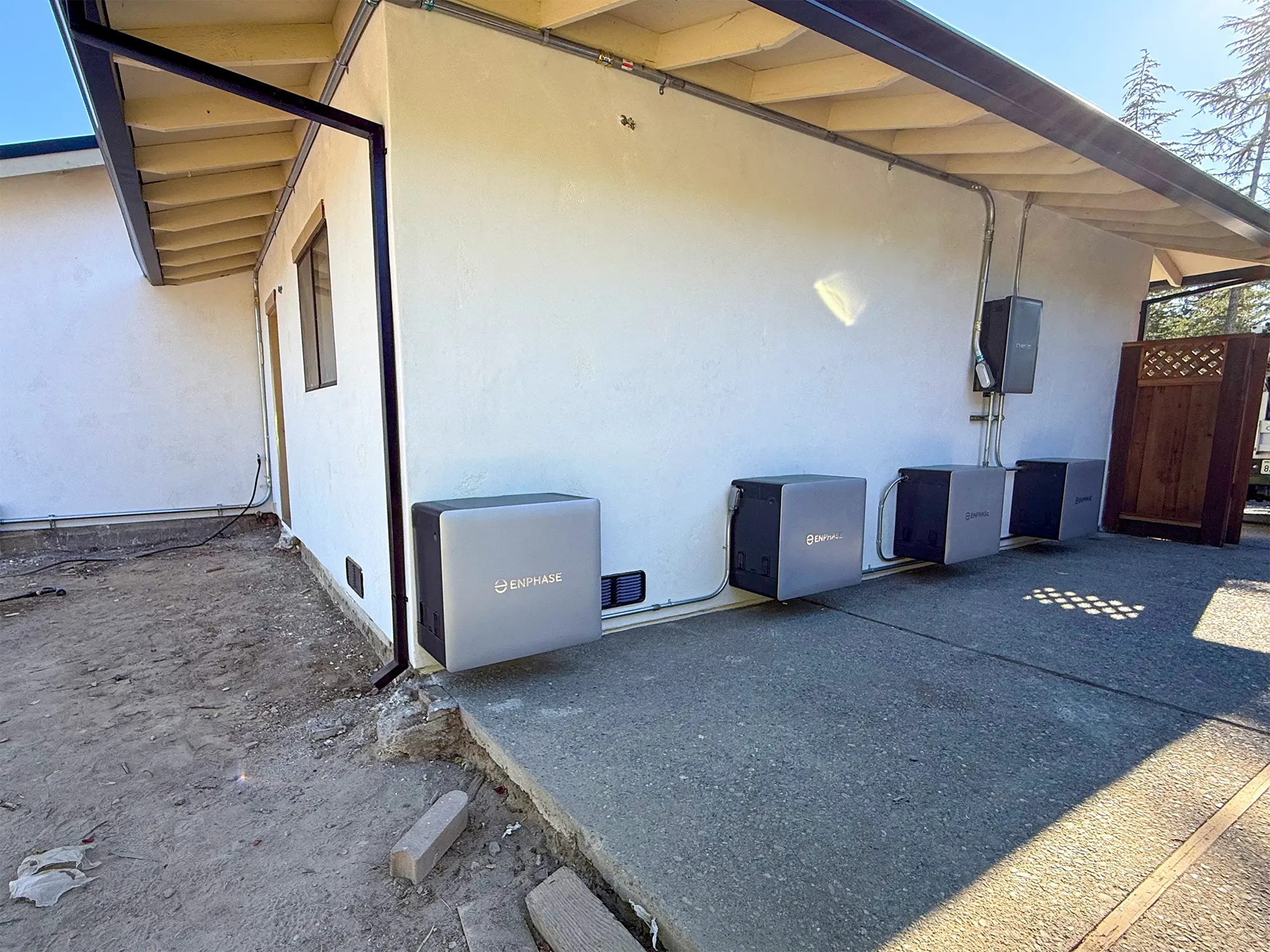 Enphase battery storage and wall-mounted equipment at the Alamo home